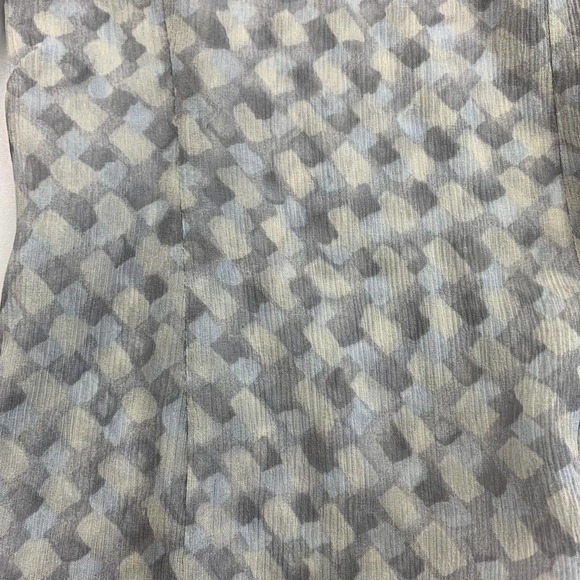 SOLD Armani Collezioni Vintage Y2K Gray 3/4 Crop Sleeve Ruffle Neck Sheer Silk - Picture 5 of 14